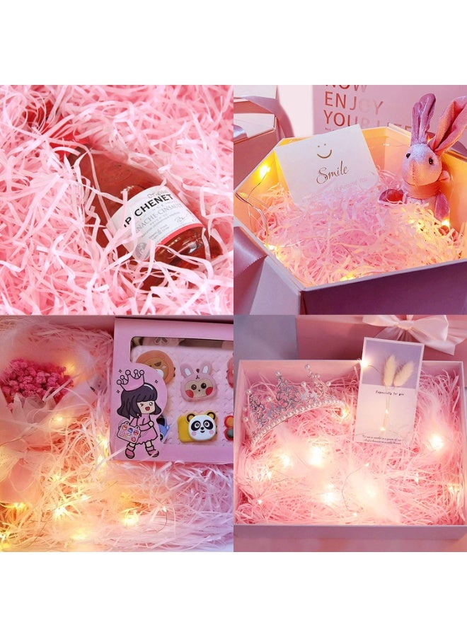 كاكو 100 غرام من خيوط ورق الرافيا المقطعة، صديقة للبيئة، قصاصات ورقية مجعدة، حشو ورق مقطع لحشو صناديق الهدايا (وردي) - Image 4